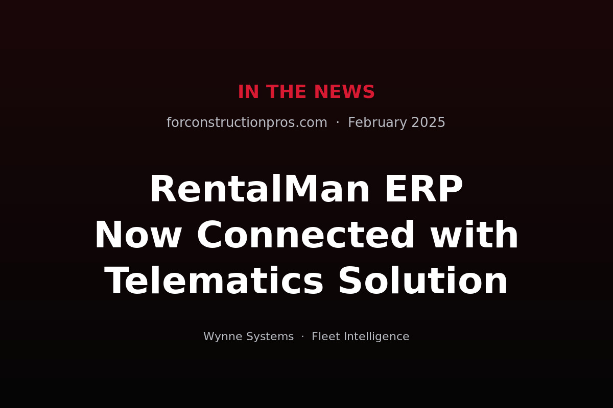 RentalMan ERP Now Connected with Telematics Solution